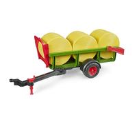 bruder 02204 - Ramasseuse de balles rondes avec 3 balles rondes | Compatible avec les séries 1000 à 3000 ou la presse à balles rondes, pour la ferme, l'agriculture