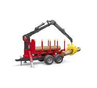 bruder 02252 - Remorque de débardage avec grue de chargement, 4 troncs d'arbre & grappin à bois - 1:16 Véhicules, remorques, sylviculture, travaux forestiers, arbres, chariot à bois, grue, forestier