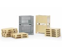 Bruder Accessoires logistiques 02415 - 2 conteneurs grillagés, 2 caisses, 10 palettes - 1:16