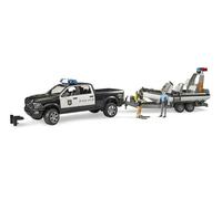 Bruder Pickup RAM 2500 Police – Lumières et sons, Remorque, Bateau