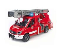BRUDER - 02532 - Camion de pompier MERCEDES BENZ avec échelle, pompe à eau et module son et lumière