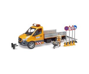 bruder 02677 - Mercedes-Benz Sprinter avec module lumière et son | Avec figurine Bworld, accessoires, coffret de jouets, véhicule de chantier, échelle 1:16