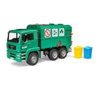 BRUDER - 02753 - Camion poubelle MAN TGA vert avec 2 poubelles