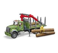 Bruder Camion De Transport De Bois Mack Granite Avec Grue Et Rondins De Bois