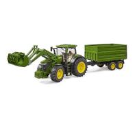 Bruder Modèle réduit de voiture John Deere 7R 350 avec chargeur frontal et remorque de transport