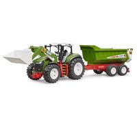 Bruder 03452 - Roadmax Tracteur avec Chargeur Frontal et Remorque Basculante - Véhicules Agricoles, Ferme, Bulldog, Jouet à partir de 2 Ans