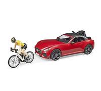 Bruder Jouet Roadster 03485 – Cabriolet avec vélo de course et cycliste casqué