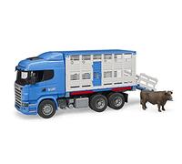 bruder 03549 - Scania Série R Transport d'animaux Camion et 1 bovin, Bétaillère, Camion, Véhicule