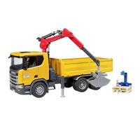 bruder Camion de chantier Scania Super 560R avec grue et 2 palettes, Modèle réduit de voiture