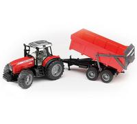 bruder 02045 - Massey Ferguson 7480 avec remorque à benne basculante, tracteur, remorque à benne basculante, tombereau, ferme