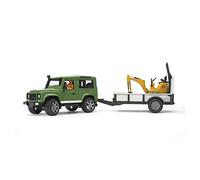 Bruder Land Rover Defender Avec Une Remorque, Mini Pelle Jcb Et Personnage