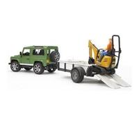 Bruder - 2593 - véhicule miniature - land rover defender avec une remorque, mini pelle jcb et personnage multicolore G