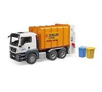bruder - 3762 - Camion Poubelle Man Tgs Orange avec 2 Poubelles