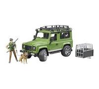 bruder 02587 - Land Rover Defender Station Wagon avec garde forestier et chien, véhicule tout-terrain, Jeep, chien de berger