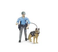 bruder 62150 - bworld Policier avec équipement et chien, Figurine jouet, Animal, Poste de police