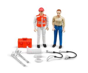 bruder 62710 - Bworld Set Ambulancier, Patient & Accessoires - 1:16 Jouet, Médecin, Ambulance, Figurine, Humain