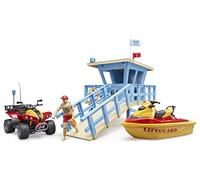 bruder 62780 - bworld Life Guard Station avec Quad & Personal Water Craft, station de sauvetage