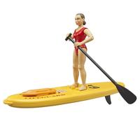bruder 62785 - bworld Life Guard avec stand up paddle, sauveteuse, paddleboard, jouet aquatique