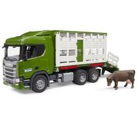 Bruder Camion Betaillere Scania Avec 1 Vache - 53,5×18,5×26,5cm - Transport Animaux, Bovin - Set Vehicule Agricole + Carte