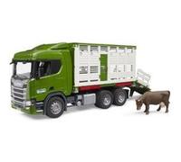 BRUDER Camion Betaillere Scania avec 1 vache - 53,5×18,5×26,5cm - Transport Animaux, Bovin - Set Vehicule agricole + carte