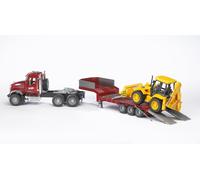 BRUDER - Camion MACK Granite avec remorque surbaissée et chargeuse-pelleteuse JCB 4CX G