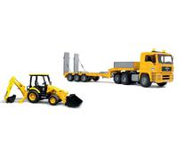 Bruder Camion De Transport Man Tga Avec Plateforme Et Tractopelle Jcb Midi Cx