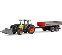 Bruder Claas Nectis 267 F avec chargeur frontal et remorque à ridelles