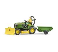 BRUDER Coffret Bworld John Deere Tracteur A Gazon Avec Remorque, Jardinier