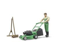 Bruder Figurine bworld Jardinier – avec tondeuse à gazon et outils de jardinage