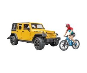 bruder Jeep Wrangler avec vélo tout-terrain et cycliste, Modèle réduit de voiture