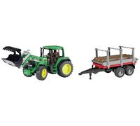 bruder John Deere Tracteur 6920 avec chargeur frontal + remorque à bois modèle fini Modèle réduit d'