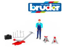Bruder Jouets 62100 Jeu Figurine Mécanique + Garage Matériel Jack Stands Outils
