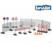 Bruder Jouets Construction Accessoires Set - Clôture Cônes Barrière Signaux 1:16