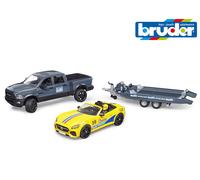 Bruder Jouets Dodge RAM 2500 Puissance Wagon Pickup Camion Avec Course Voiture &