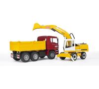 Bruder MAN TGA Camion à benne basculante avec pelle sur chenilles Liebherr