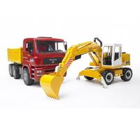 Bruder MAN TGA Camion À Benne Et Pelle Liebherr 912 Modèle Jouet Chantier
