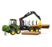 Bruder Porteur forestier John Deere 1210E avec grappin à bois et 4 troncs d'arbre