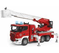 BRUDER Camion Pompier Scania R-serie, avec échelle et pompe à eau fonctionnelles, module son et lumière