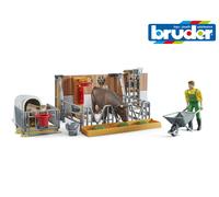 Bruder Toys 62611 Ferme Avec Vache Et Petit Veau + Fermier & Outils - Jeu