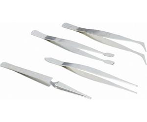 Brüder Mannesmann M 615 Jeu de pinces brucelles 4 pièces pointe en forme de pioche, pointue, trapézoïdale, plate, ronde 110 mm