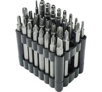 Brüder Mannesmann M29732 Jeu dembouts 32 pièces profil en T avec trou, cruciforme Phillips, vis Pozidriv, vis à fente, écrou à fente, 6 pans intérieurs à téton