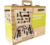 Brüder Mannesmann- Mallette à outils en bambou, équipée de 108 pièces | M29002