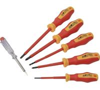 Brüder Mannesmann VDE Jeu de tournevis 6 pièces vis à fente, cruciforme Phillips