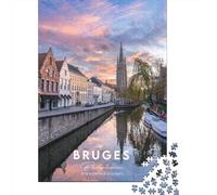Bruges in Coordinates Puzzle 1000 Pièces pour Adultes, 38x26cm/1000pcs, pour Progresser À Son Propre Rythme; Carton Blanc Facile À Manipuler