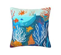 BrUgui Housse de coussin douce et élégante - Fermeture éclair dissimulée - Parfaite pour les canapés, les chaises et la décoration de la maison - Poissons de mer tropicaux colorés