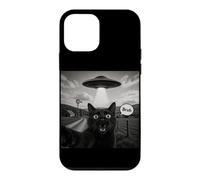 Bruh Black Cat Selfie UFO Alien Vaisseau Spatial Paranormal Meme Coque pour iPhone 12 Mini