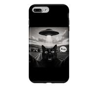 Bruh Black Cat Selfie UFO Alien Vaisseau Spatial Paranormal Meme Coque pour iPhone 7 Plus/8 Plus
