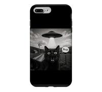 Bruh Black Cat Selfie UFO Alien Vaisseau Spatial Paranormal Meme Coque pour iPhone 7 Plus/8 Plus
