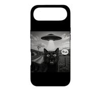 Bruh Black Cat Selfie UFO Alien Vaisseau Spatial Paranormal Meme Coque pour iPhone Air