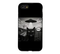 Bruh Black Cat Selfie UFO Alien Vaisseau Spatial Paranormal Meme Coque pour iPhone SE (2020) / 7/8